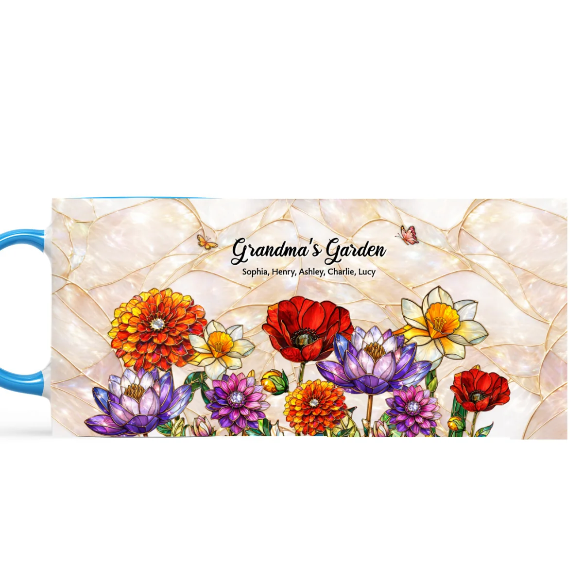 Grandma Mom's Garden Faux 3D Stained Glass Effect - Personalized Mug - Heartfelt Mother's Day Gift for Mom, Grandma, Wife - Image 9