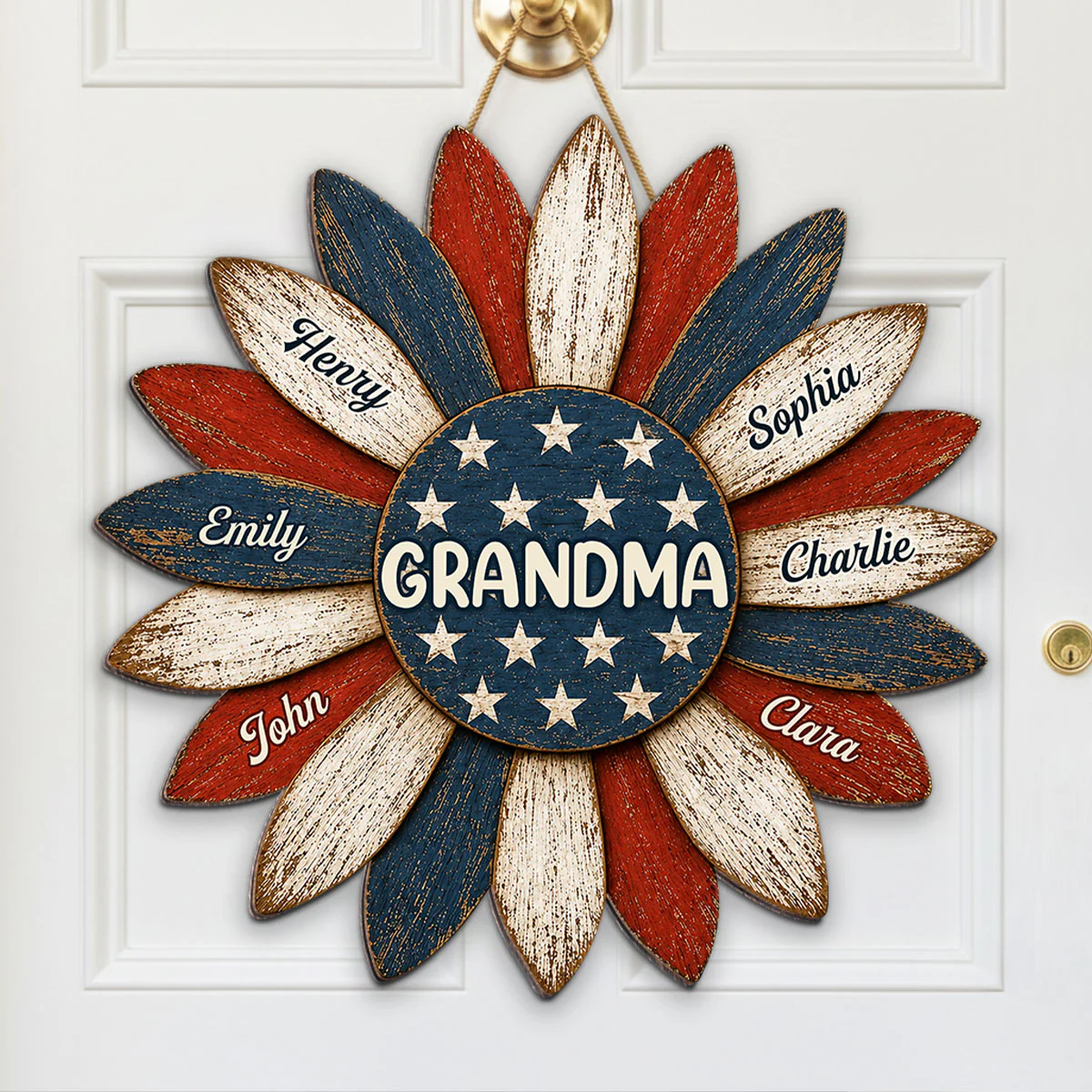 Grandma Nation Flag Sunflower America 250th Anniversary - Personalized Wood Sign - 250 Years Of Freedom, Patriotic Decoration - Image 6