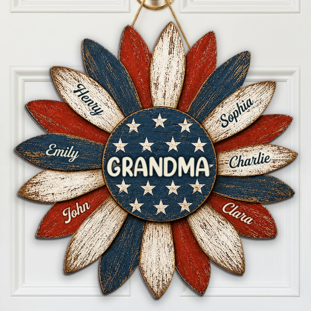 Grandma Nation Flag Sunflower America 250th Anniversary - Personalized Wood Sign - 250 Years Of Freedom, Patriotic Decoration - Image 9