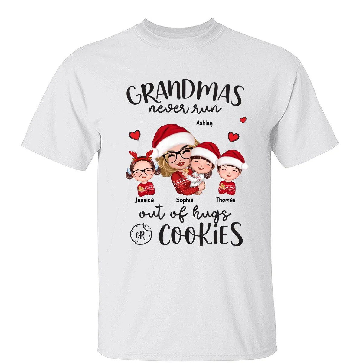 Grandma Never Run Out Of Hugs And Cookies Personalized Christmas Sweatshirt Hoodie