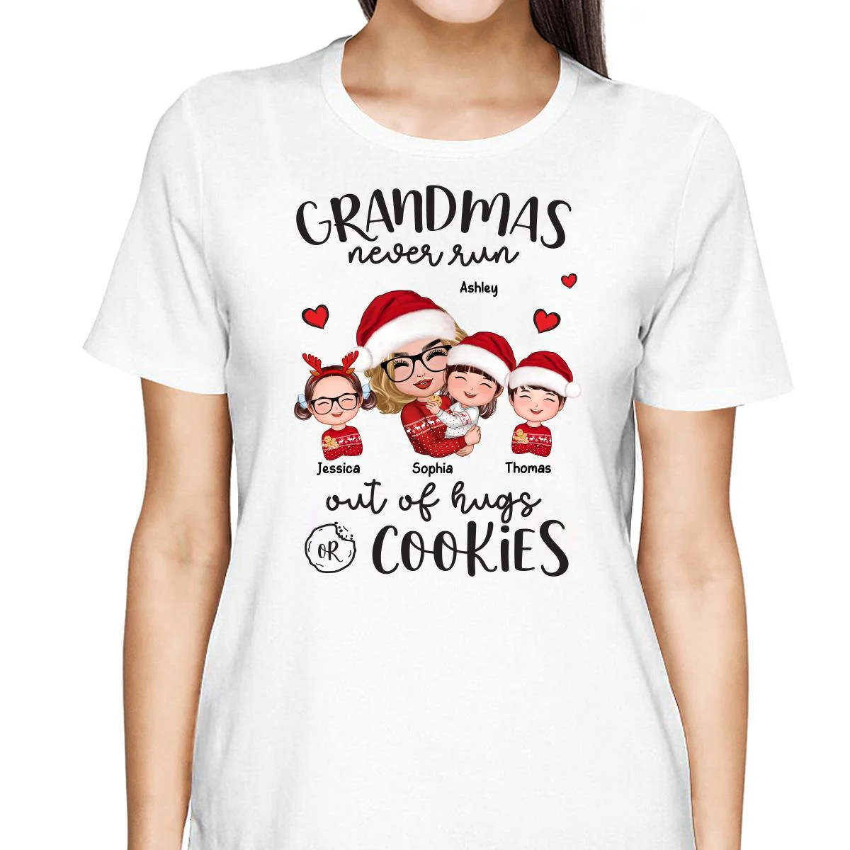 Grandma Never Run Out Of Hugs And Cookies Personalized Christmas Sweatshirt Hoodie - Image 2