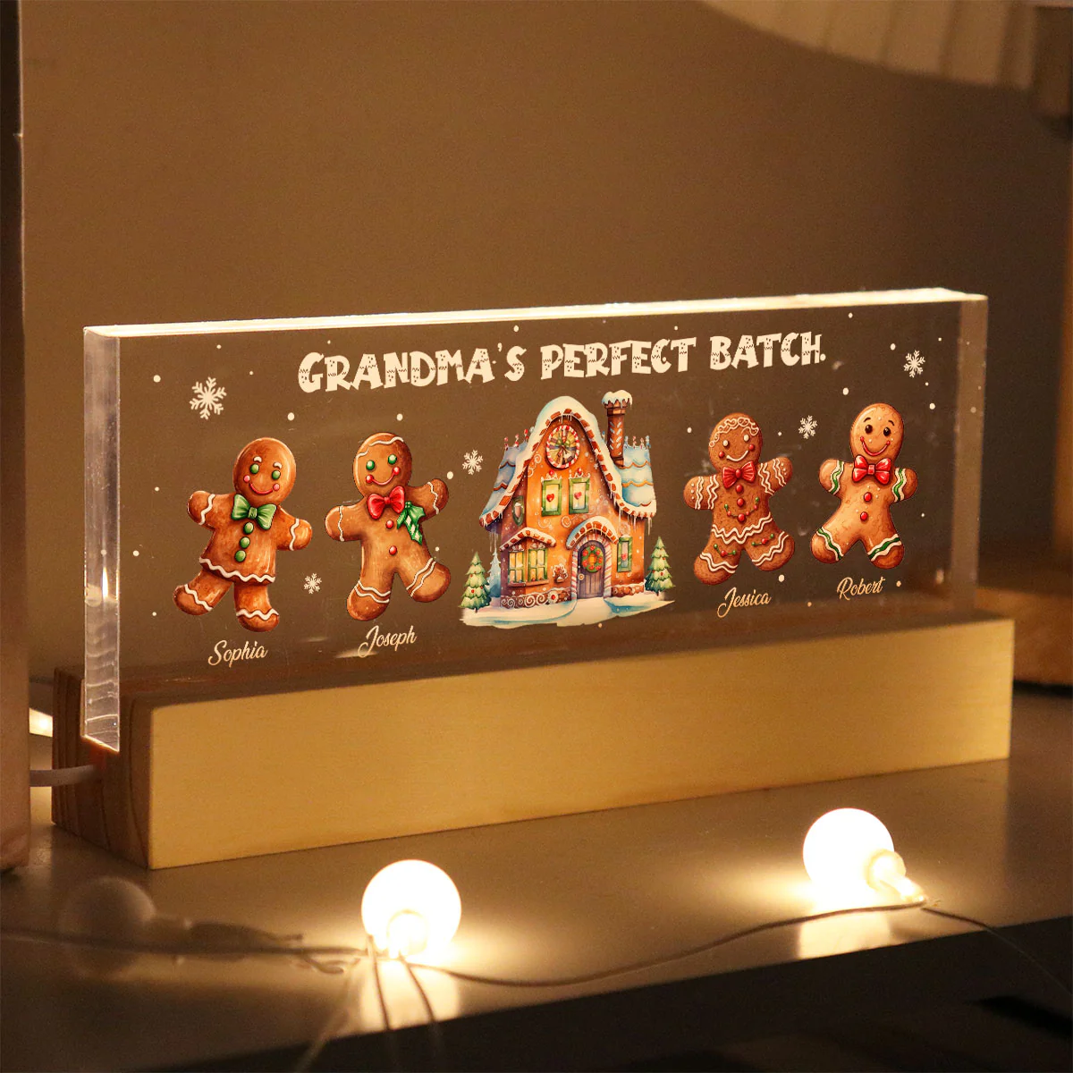 Grandma Perfect Batch Gingerbread Personalized Acrylic Block LED Night Light, Christmas Gift for Grandma - Image 4