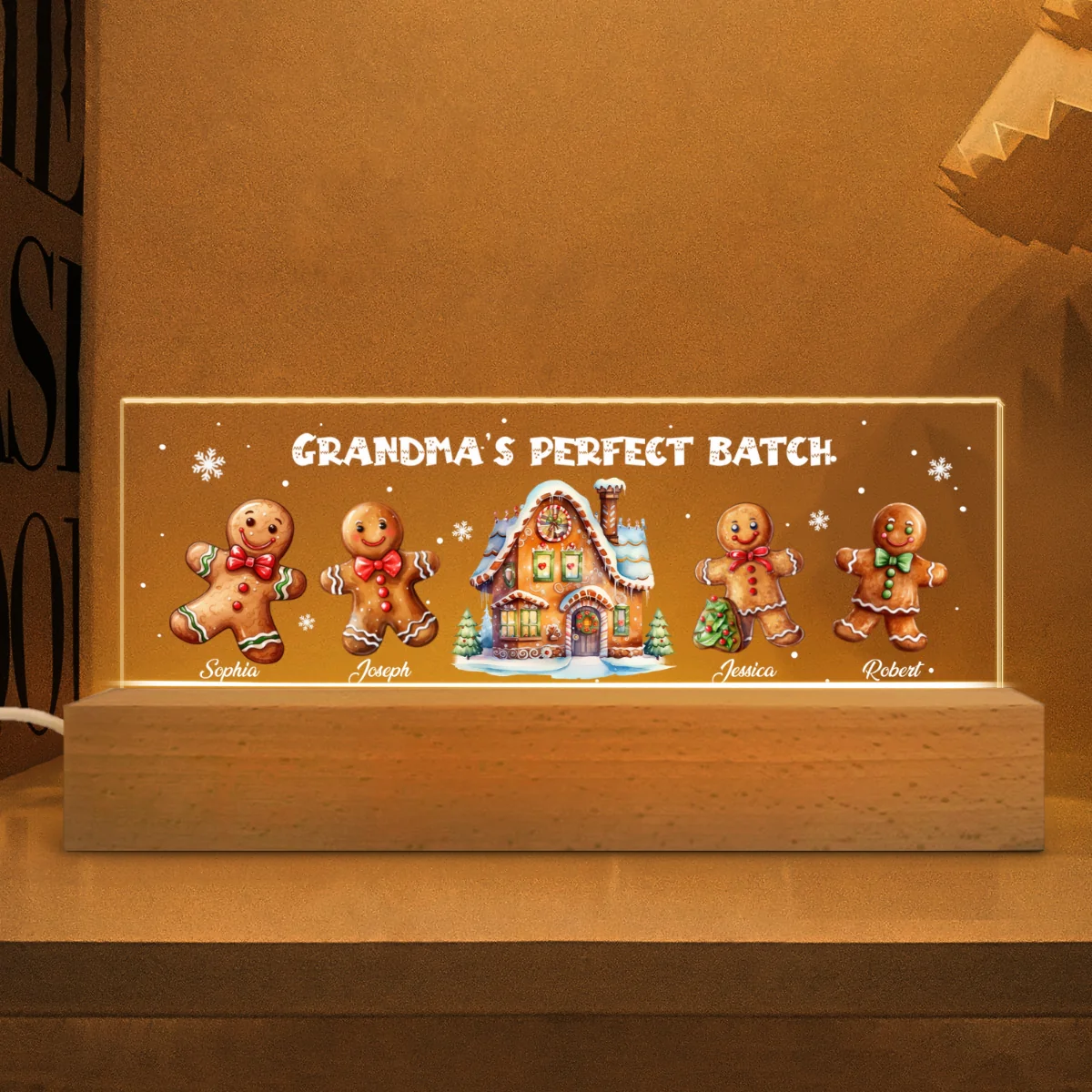 Grandma Perfect Batch Gingerbread Personalized Acrylic Block LED Night Light, Christmas Gift for Grandma - Image 6