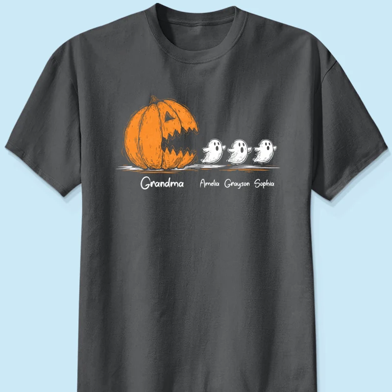Grandma Pumpkin Chasing Kids Ghosts - Personalized Shirt - Halloween Shirt - Image 10