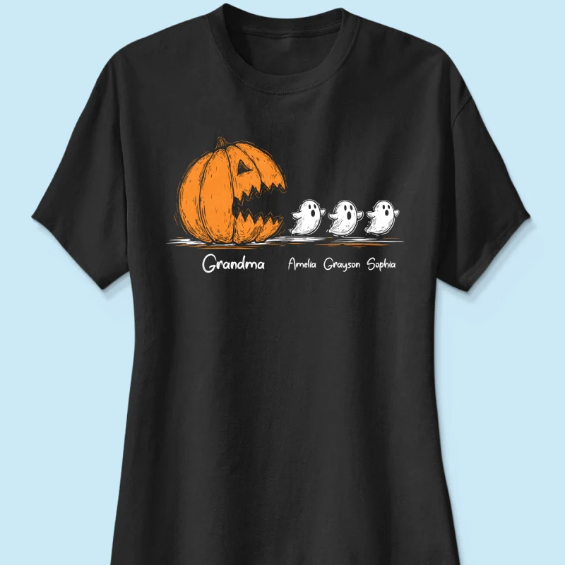 Grandma Pumpkin Chasing Kids Ghosts - Personalized Shirt - Halloween Shirt - Image 12