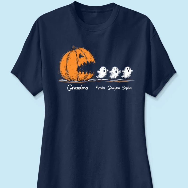Grandma Pumpkin Chasing Kids Ghosts - Personalized Shirt - Halloween Shirt - Image 13