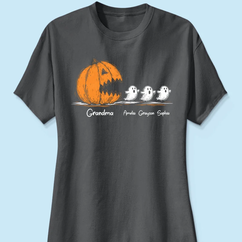 Grandma Pumpkin Chasing Kids Ghosts - Personalized Shirt - Halloween Shirt - Image 14