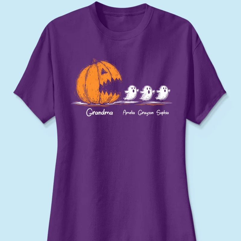 Grandma Pumpkin Chasing Kids Ghosts - Personalized Shirt - Halloween Shirt - Image 15