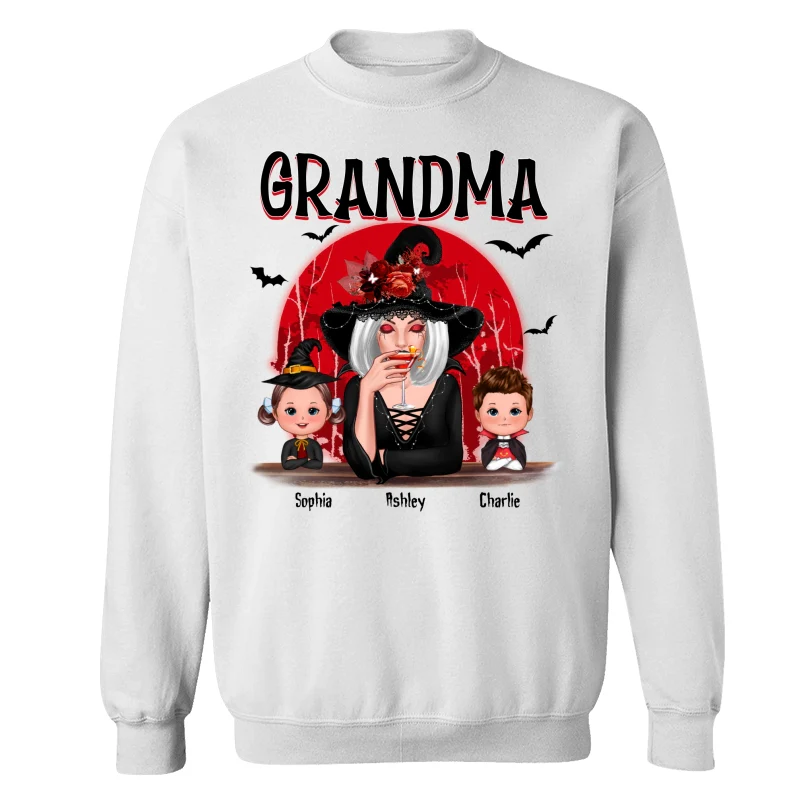 Grandma Red Moon Halloween Woman Grandkids Personalized Shirt - Image 16