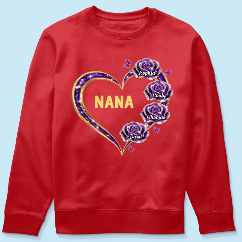 Grandma Rose Heart Custom Kids Names - Personalized Shirt - Gift For Grandma, Mom - Image 22