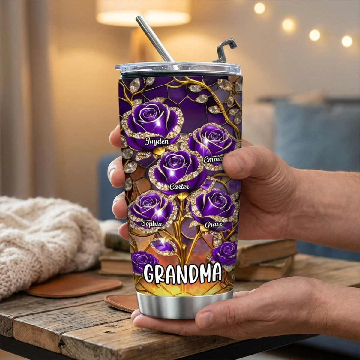 Grandma Roses - Personalized Tumbler - Mother's Day Gift For Grandma - Image 2