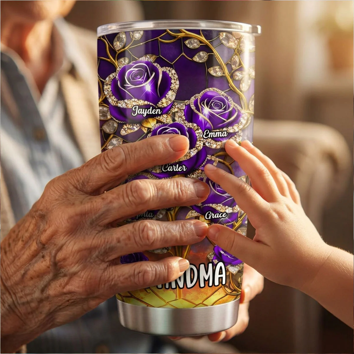 Grandma Roses - Personalized Tumbler - Mother's Day Gift For Grandma - Image 5