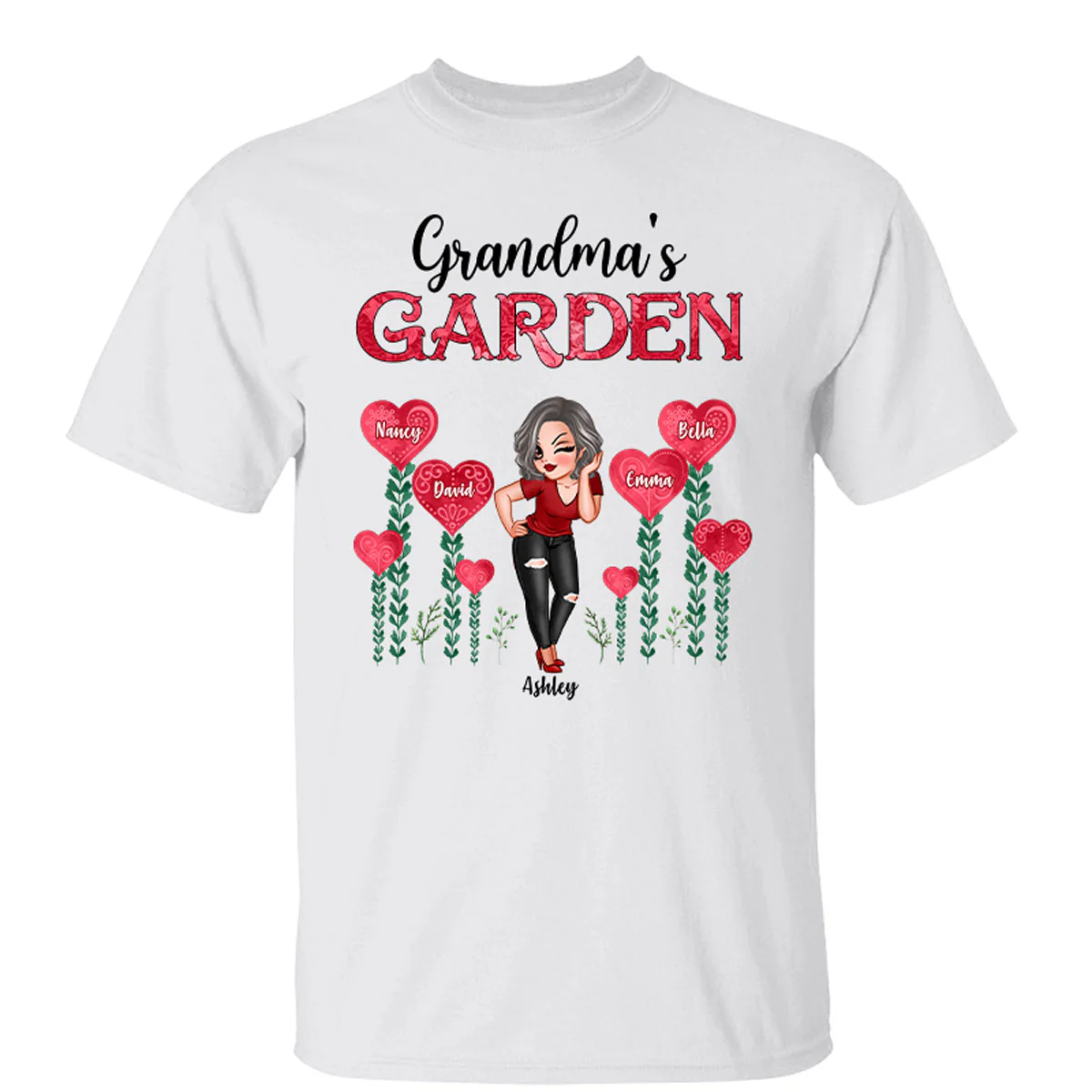 Grandma‘s Heart Garden Pretty Women Personalized Shirt