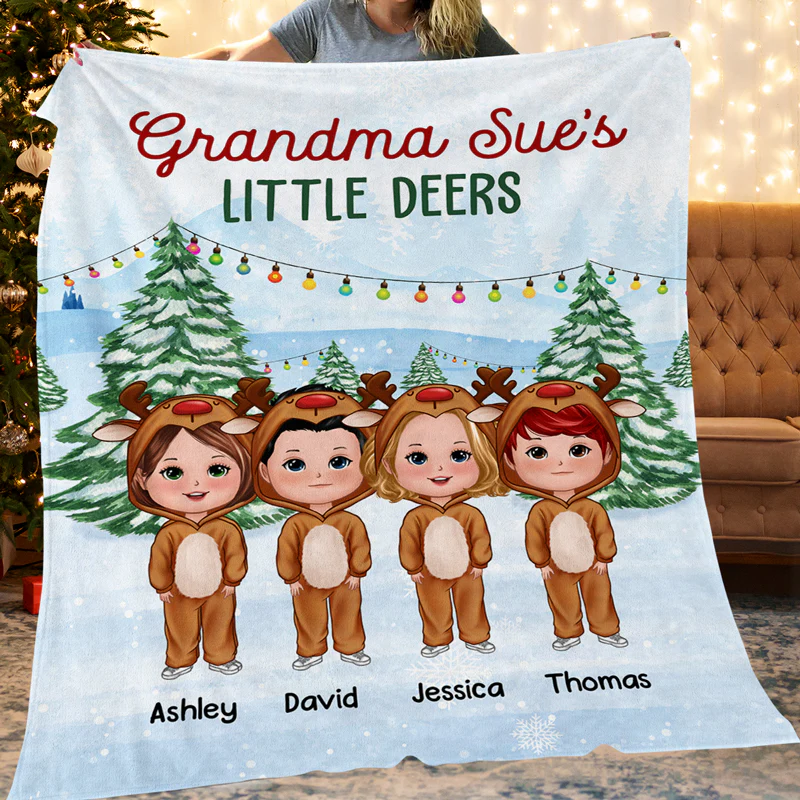 Grandma‘s Little Deers Cute Kids Costume Personalized Fleece Blanket