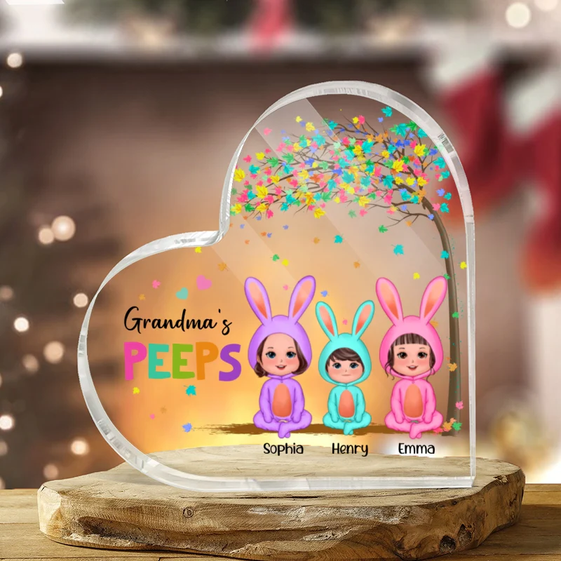 Grandma‘s Peep Doll Kids Easter Personalized Acrylic Heart Plaque - Image 3