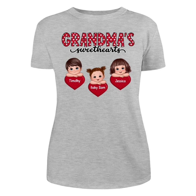 Grandma‘s Sweethearts Cute Kids On Hand Personalized Shirt - Image 10