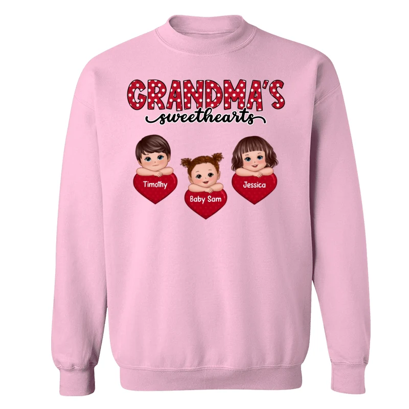 Grandma‘s Sweethearts Cute Kids On Hand Personalized Shirt - Image 19
