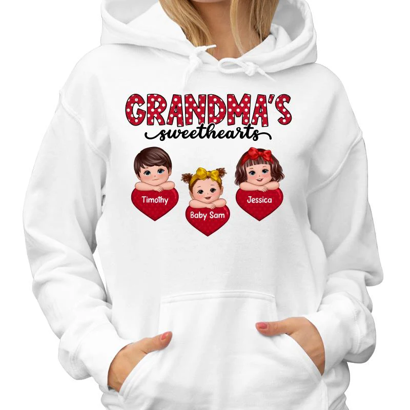 Grandma‘s Sweethearts Cute Kids On Hand Personalized Shirt - Image 4