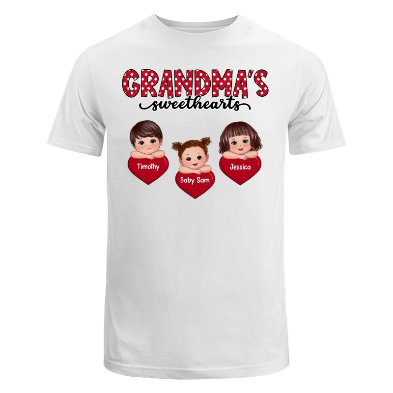 Grandma‘s Sweethearts Cute Kids On Hand Personalized Shirt - Image 5