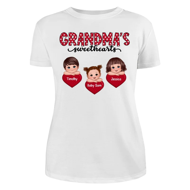 Grandma‘s Sweethearts Cute Kids On Hand Personalized Shirt - Image 9