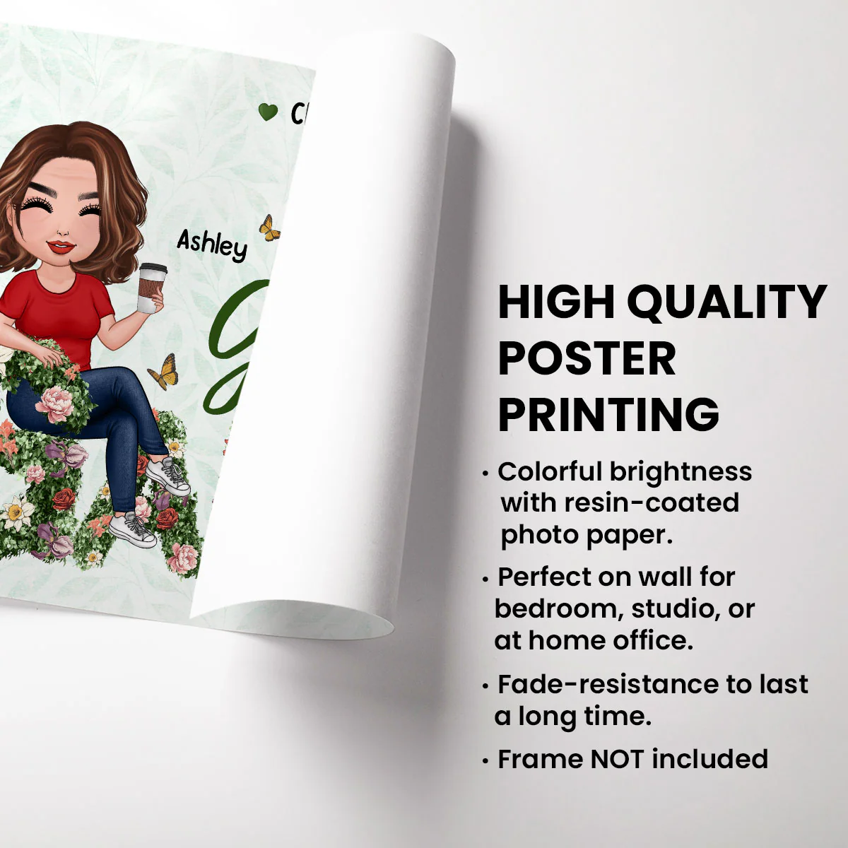 Grandma Sitting On Birth Month Flower Text Personalized Poster - Image 3