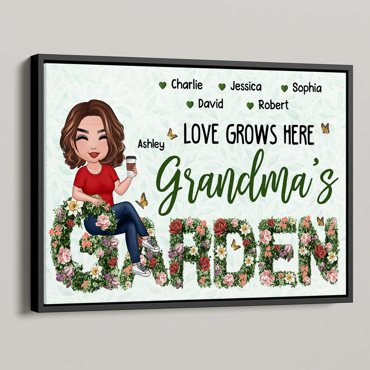 Grandma Sitting On Birth Month Flower Text Personalized Poster - Image 4