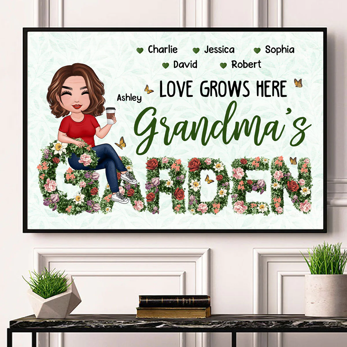 Grandma Sitting On Birth Month Flower Text Personalized Poster - Image 5