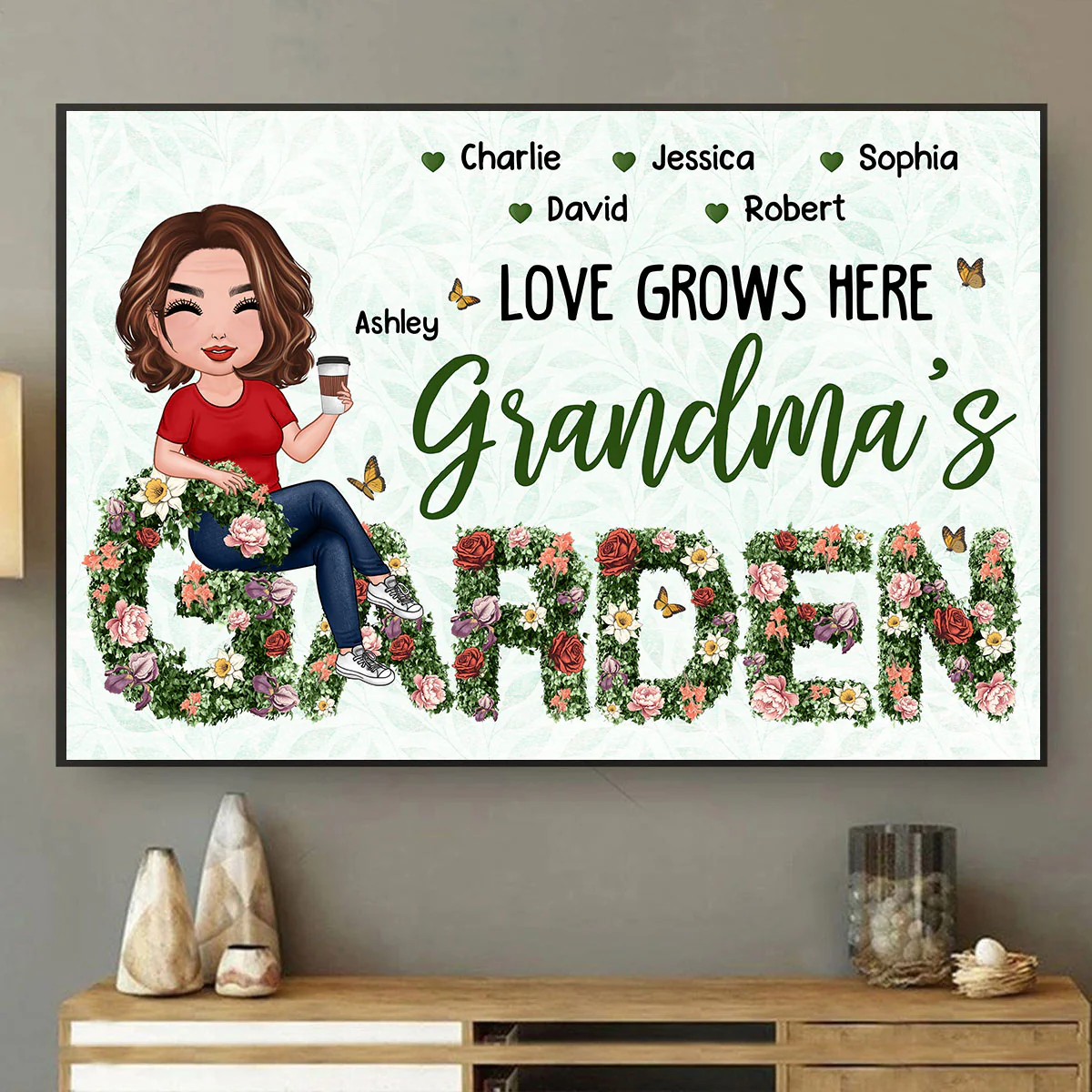 Grandma Sitting On Birth Month Flower Text Personalized Poster - Image 6