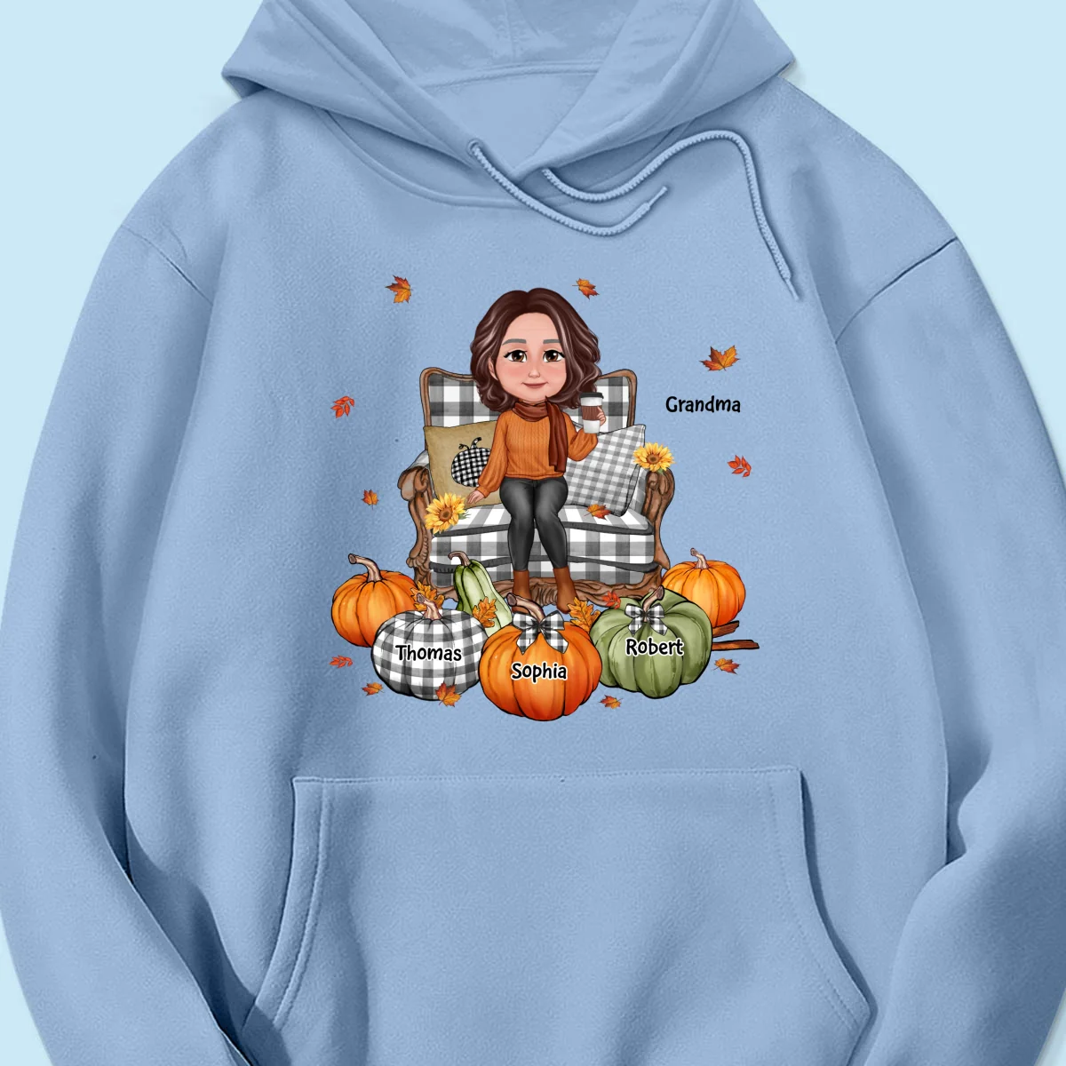 Grandma Sitting On Chair Pumpkins Personalized Shirt - Image 18