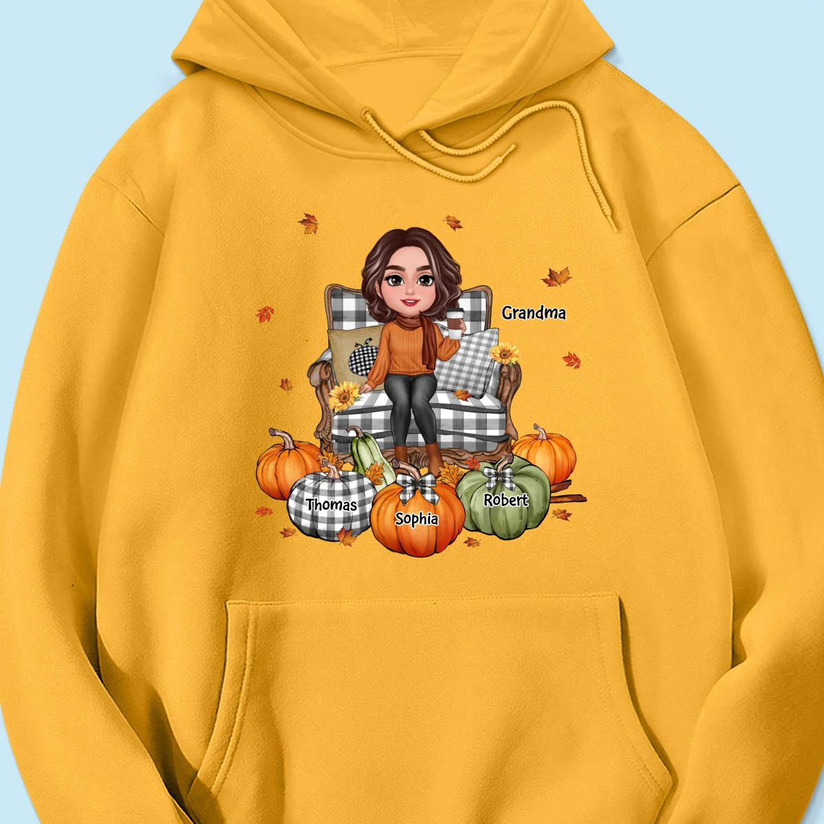 Grandma Sitting On Chair Pumpkins Personalized Shirt - Image 8