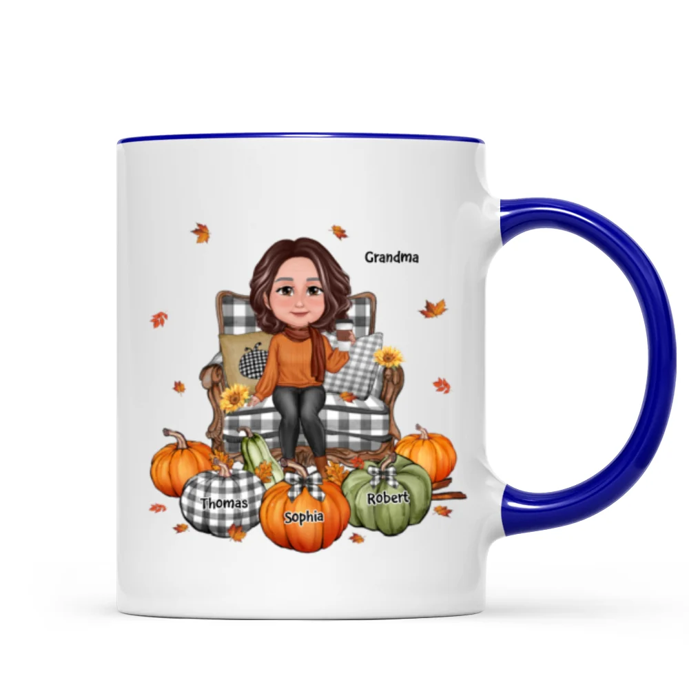 Grandma Sitting On Chair Pumpkins Personalized Mug - Image 6