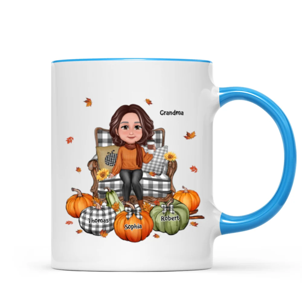 Grandma Sitting On Chair Pumpkins Personalized Mug - Image 8