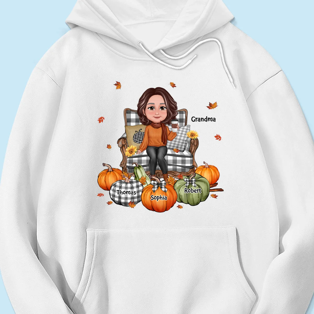 Grandma Sitting On Chair Pumpkins - Personalized Shirt - Gift For Grandma - Image 20
