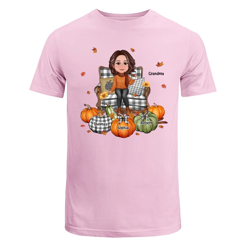 Grandma Sitting On Chair Pumpkins Personalized Shirt - Image 7