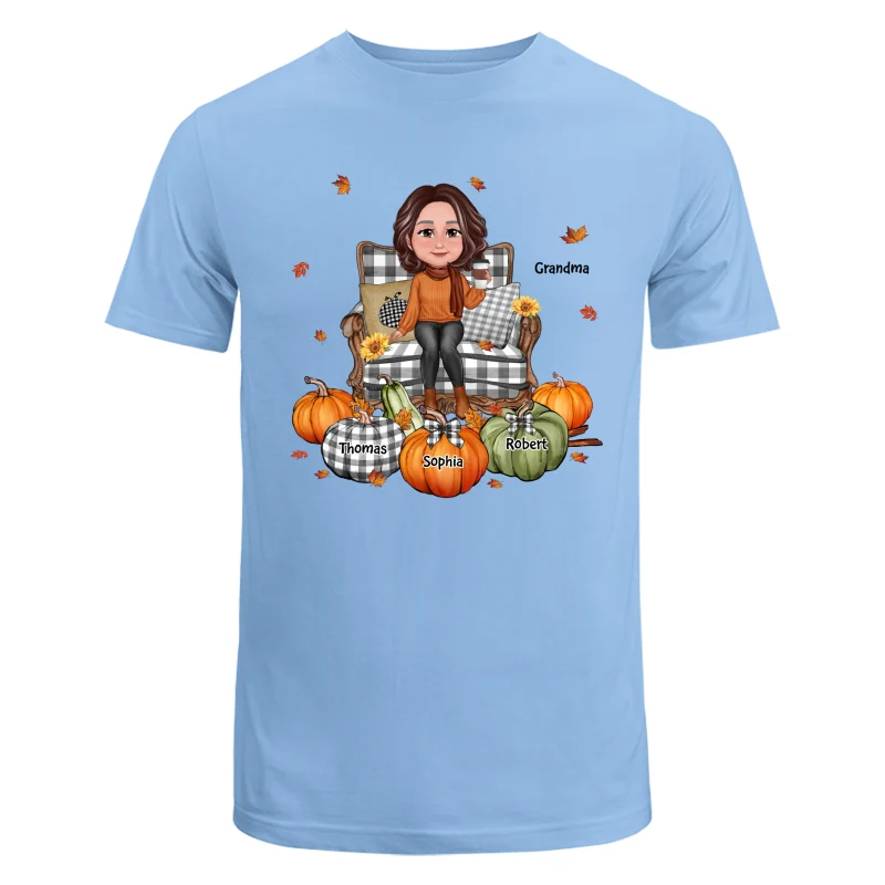 Grandma Sitting On Chair Pumpkins Personalized Shirt - Image 8