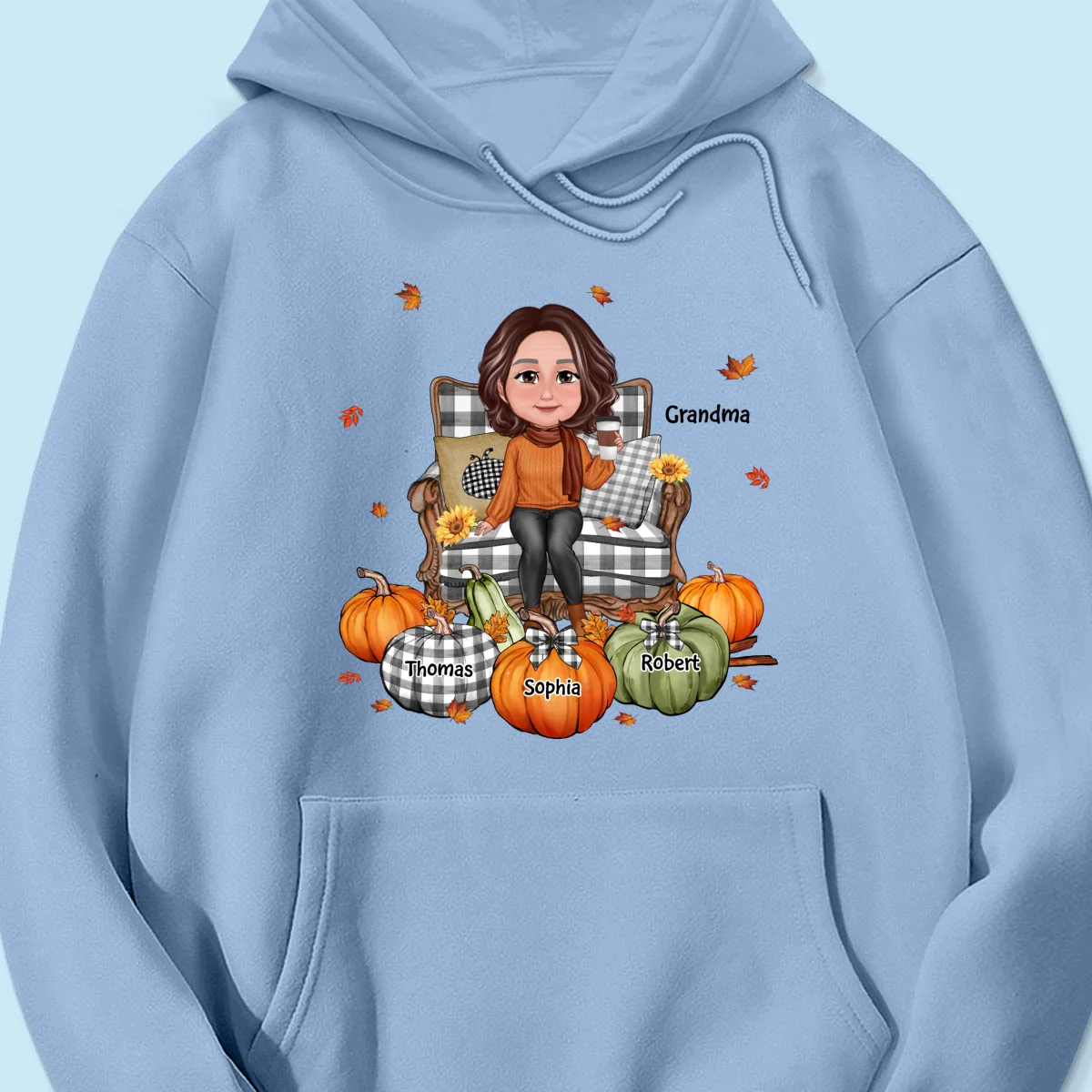 Grandma Sitting On Chair Pumpkins Personalized Shirt - Image 18