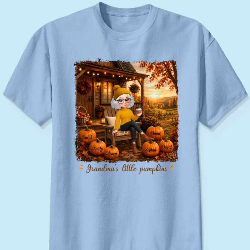 Grandma Sitting On Porch Grandkids - Personalized Shirt - Fall Season Gift, Gift For Grandma - Image 13