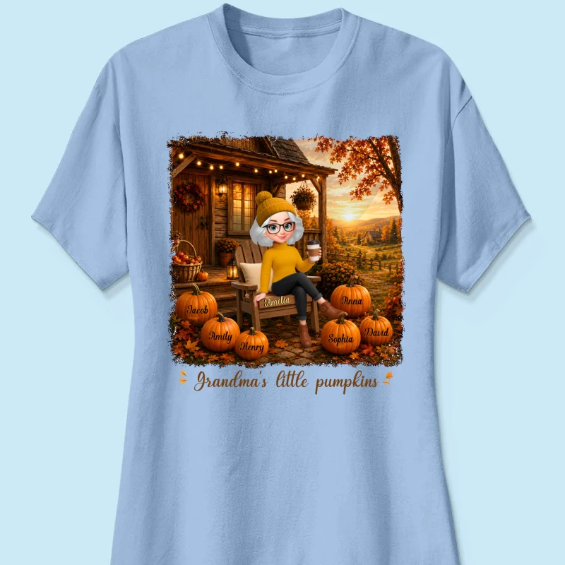 Grandma Sitting On Porch Grandkids - Personalized Shirt - Fall Season Gift, Gift For Grandma - Image 17