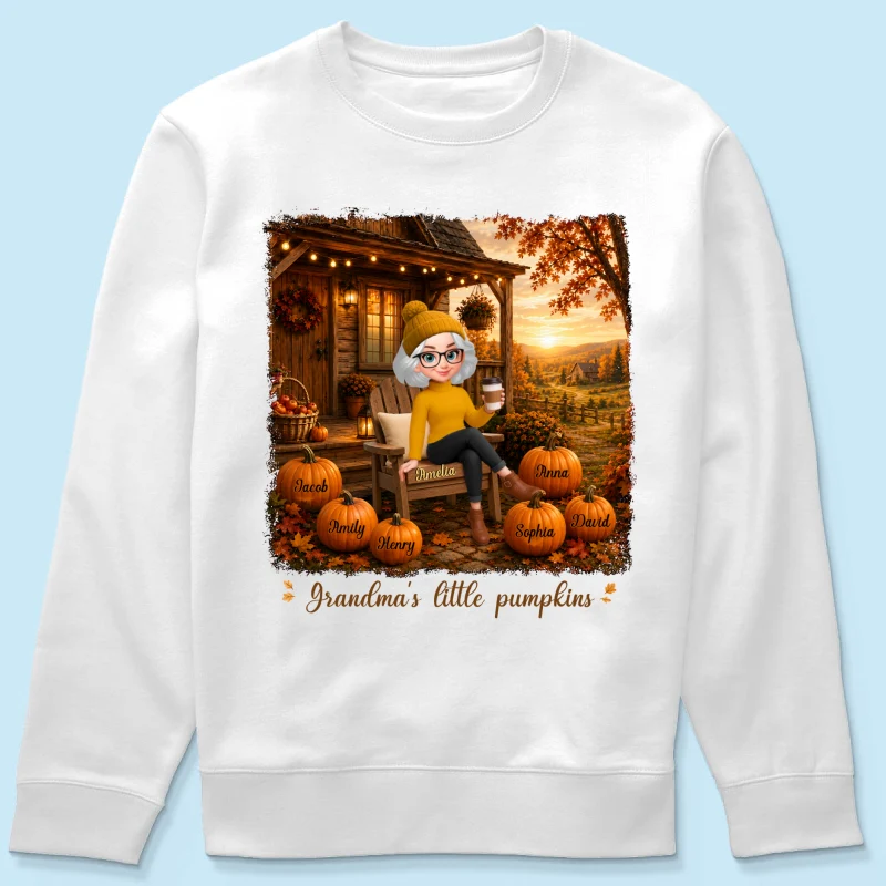Grandma Sitting On Porch Grandkids - Personalized Shirt - Fall Season Gift, Gift For Grandma - Image 18