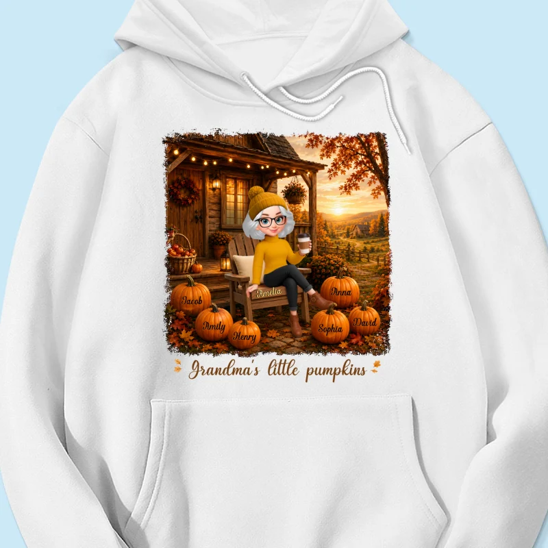 Grandma Sitting On Porch Grandkids - Personalized Shirt - Fall Season Gift, Gift For Grandma - Image 22