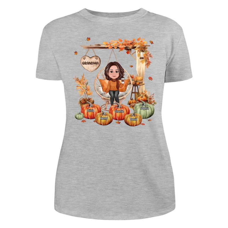 Grandma Sitting On Swing Chair Fall Season Personalized Shirt - Image 10