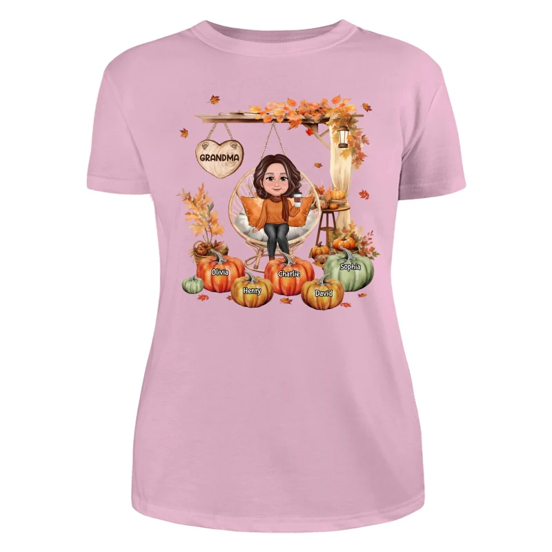 Grandma Sitting On Swing Chair Fall Season Personalized Shirt - Image 11
