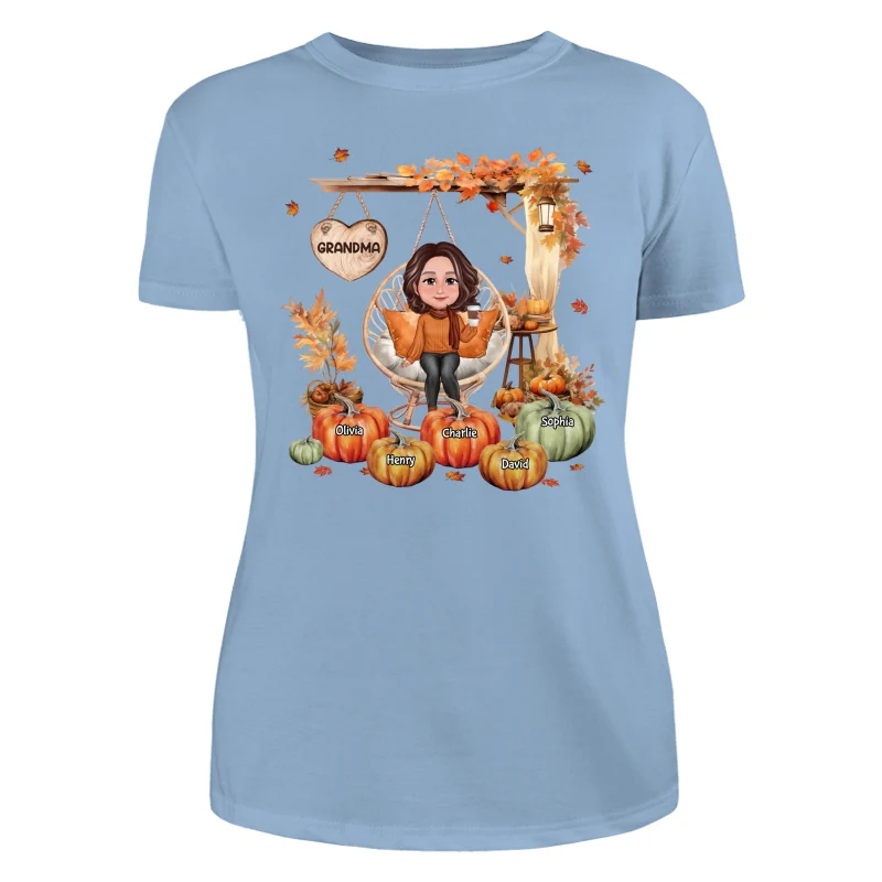 Grandma Sitting On Swing Chair Fall Season Personalized Shirt - Image 12