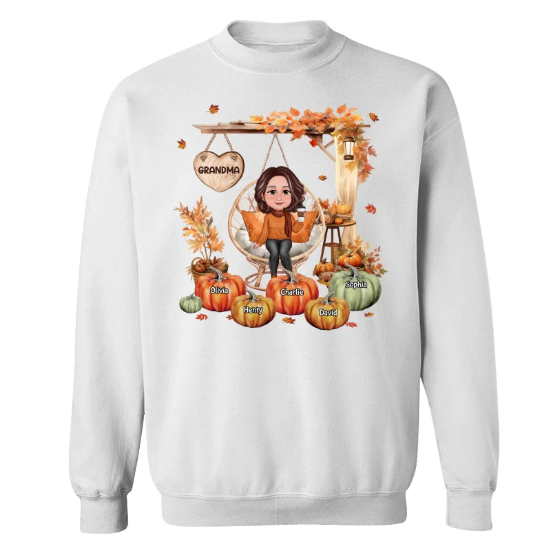 Grandma Sitting On Swing Chair Fall Season Personalized Shirt - Image 17