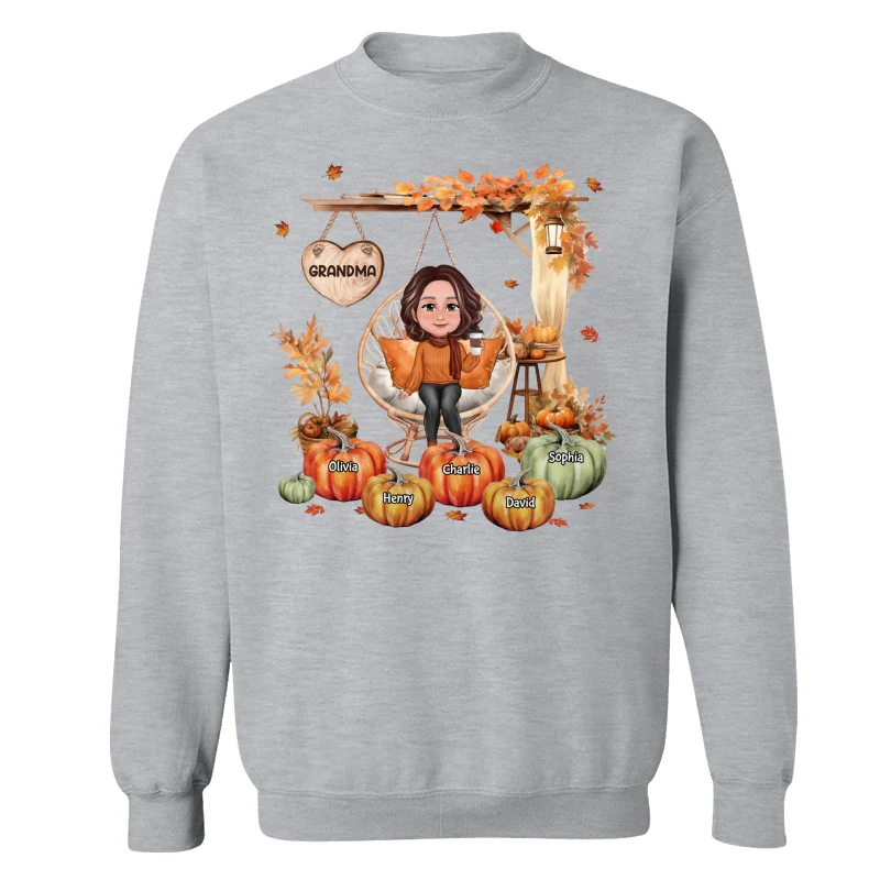 Grandma Sitting On Swing Chair Fall Season Personalized Shirt - Image 18