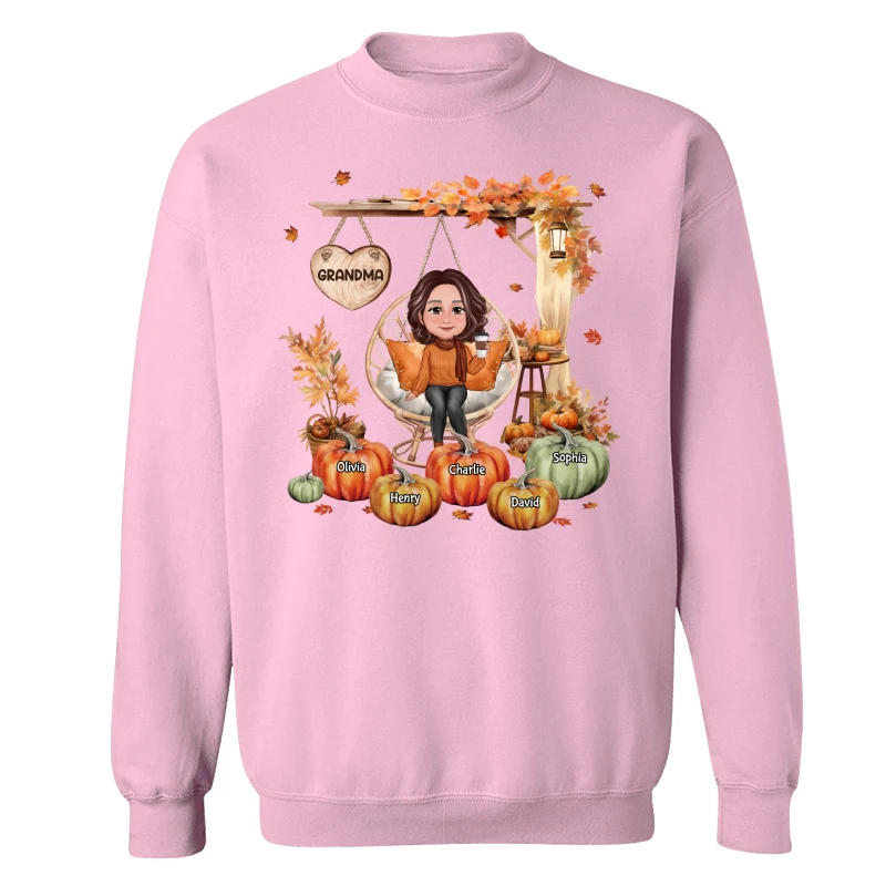 Grandma Sitting On Swing Chair Fall Season Personalized Shirt - Image 19