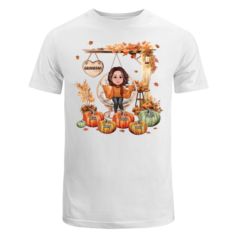 Grandma Sitting On Swing Chair Fall Season Personalized Shirt - Image 5