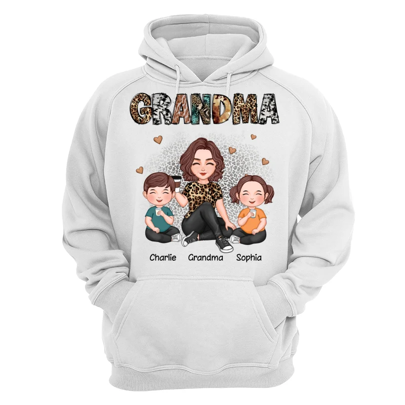 Grandma Sitting With Grandkids Gift For Grandma Animal Patterns Personalized Shirt - Image 13