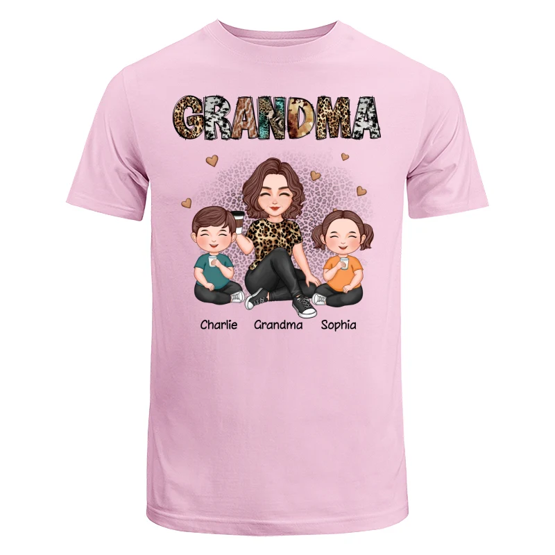 Grandma Sitting With Grandkids Gift For Grandma Animal Patterns Personalized Shirt - Image 7