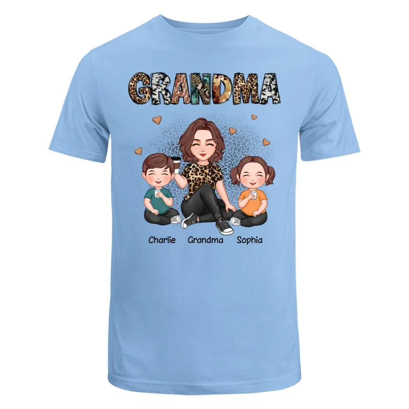 Grandma Sitting With Grandkids Gift For Grandma Animal Patterns Personalized Shirt - Image 8